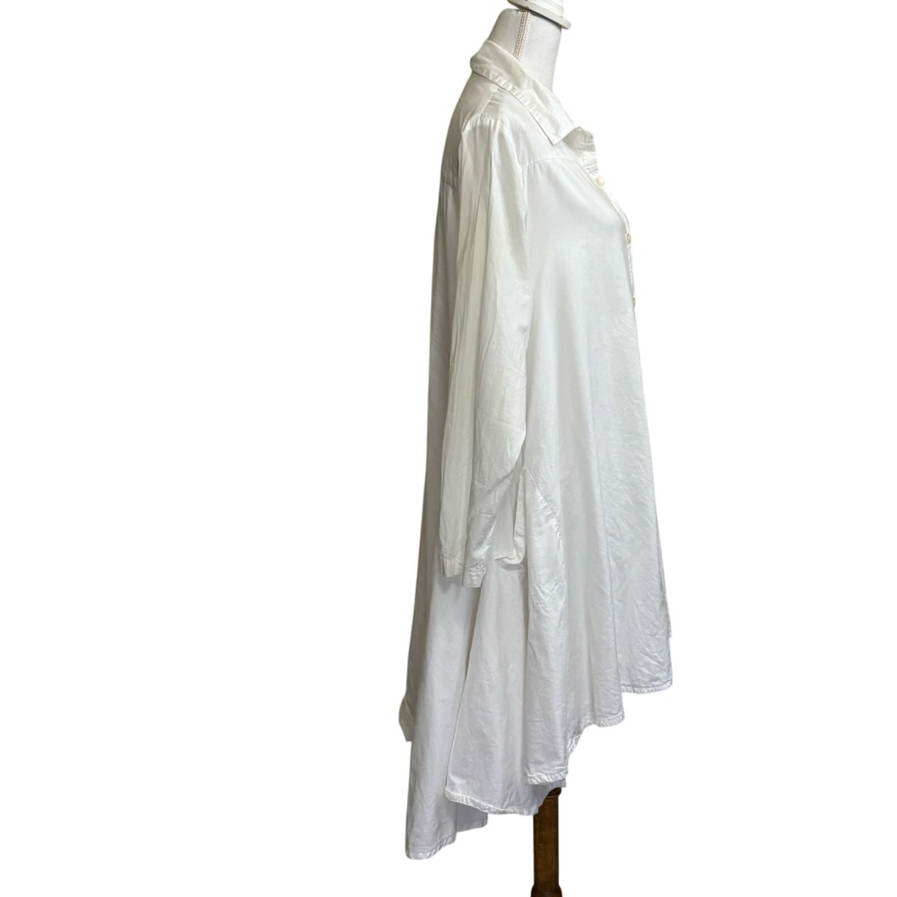 Tulip Oversized Artsy Made in India White Cotton Shirt Dress Pockets Size M - Picture 2 of 7
